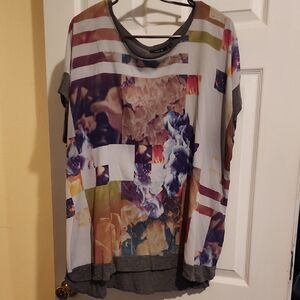Apt. 9 Purple and Pink Short Sleeve Boxy Blouse